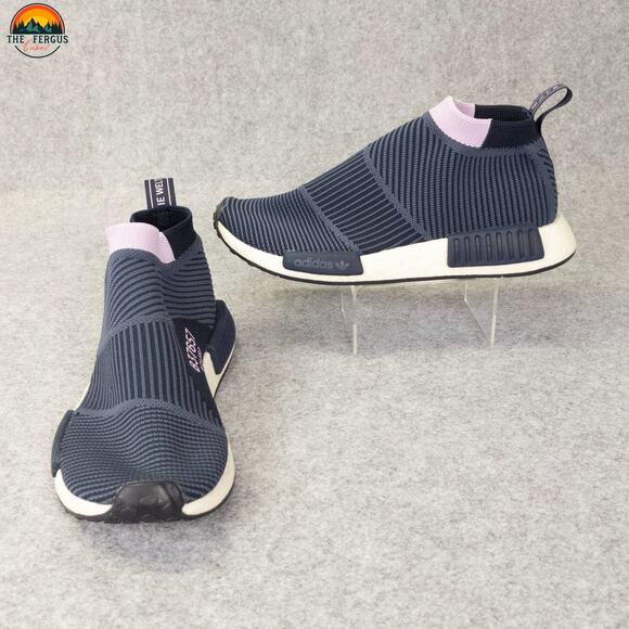 Adidas NMD CS1 Sneakers Navy Purple Primeknit Athletic Slip-On Mid Top Women's 7 - Picture 1 of 9